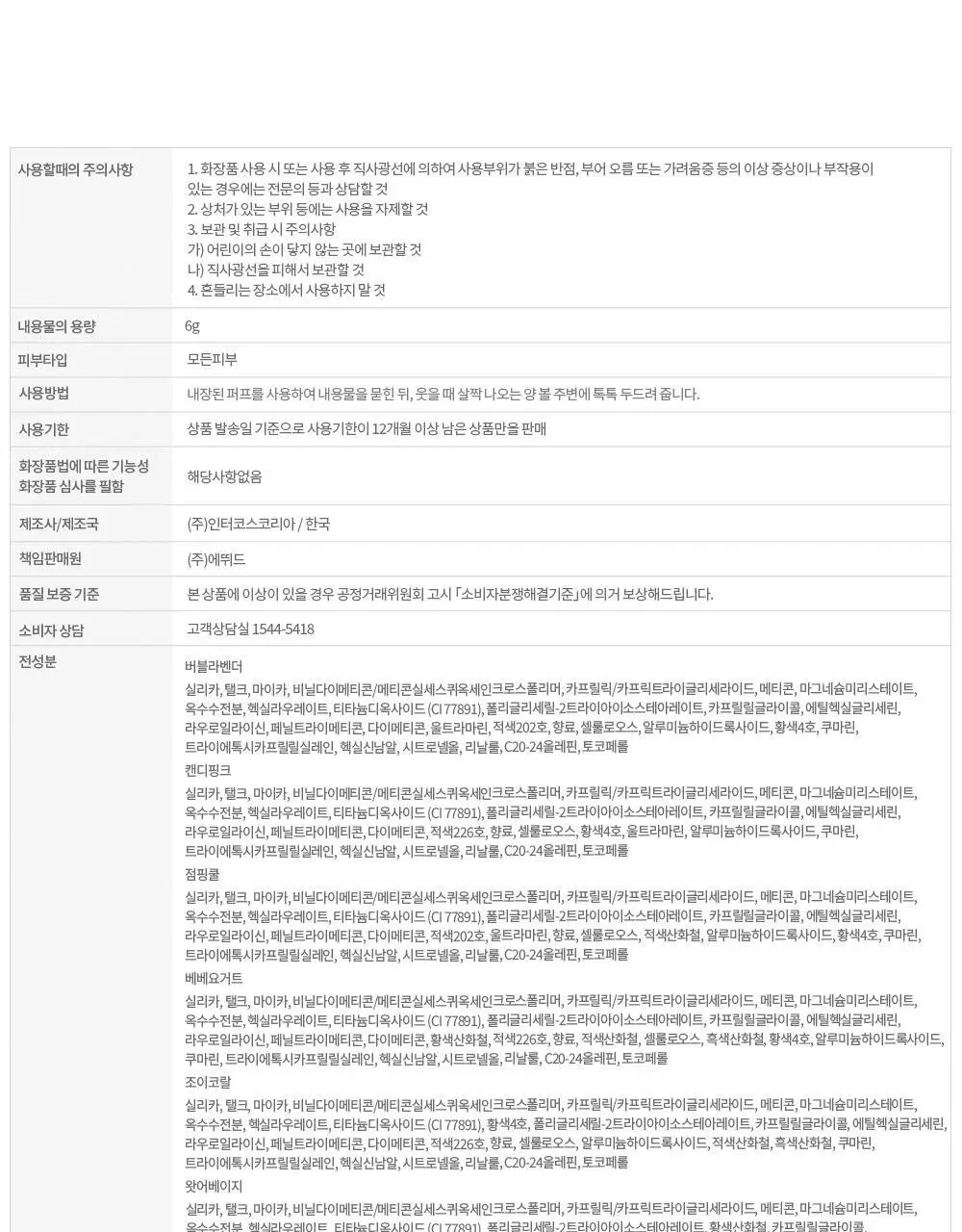 [NEW 파우더 블러셔] 에뛰드 벌룬 인 치크 미니 증정 기획 / 단품 6 Colos 상세페이지 27
